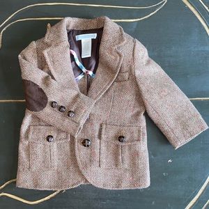 Janie and Jack herringbone blazer w/elbow patches